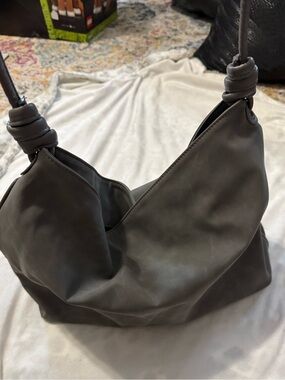 Gray Soft-Leather Shoulder Hobo Bag - Unbranded